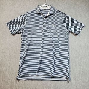 Holderness Bourne Shirt Mens Large White Blue Striped Tailored Polo Performance